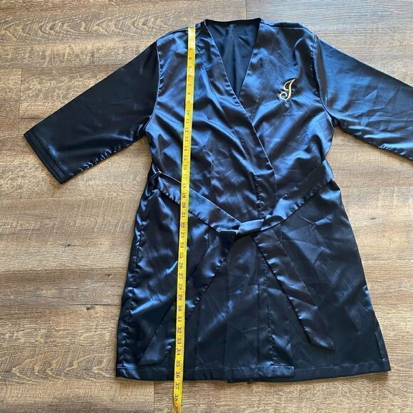 Robe Navy Blue Large XL Mid Thigh 3/4 Sleeve Loungewear - Picture 10 of 12